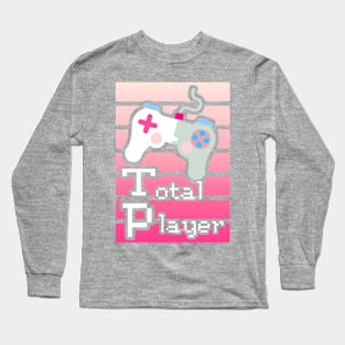 Pink Total Player Gaming Design Long Sleeve T-Shirt